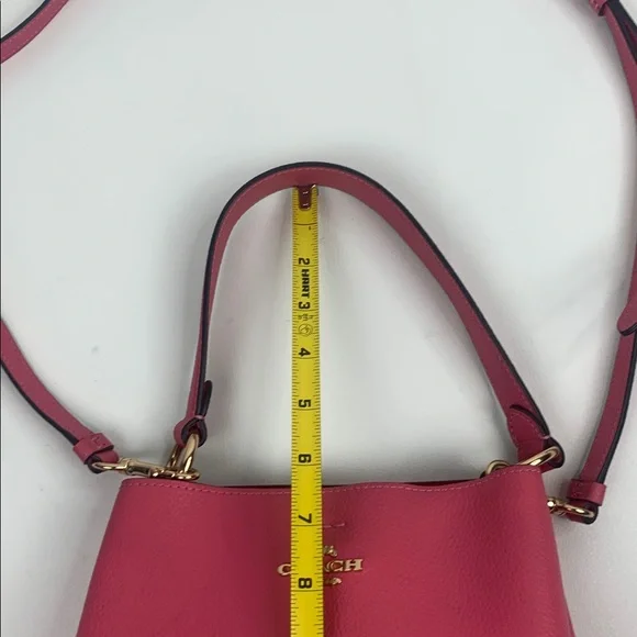 Coach Small Town Bucket Bag crossbody Pink White Red Striped Gold Zip pocket - Picture 10 of 16